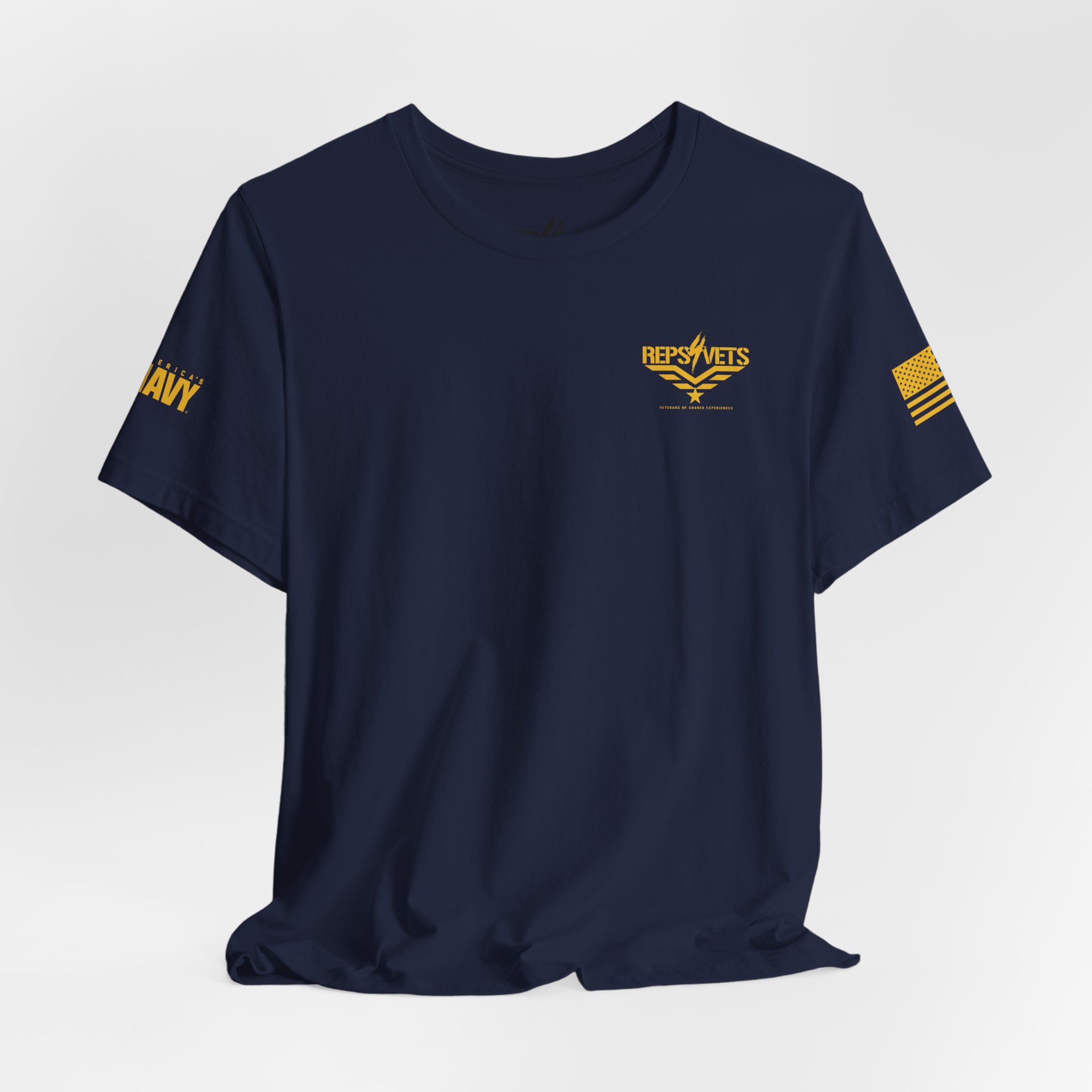 Reps4Vets NAVY Logo Tee | T-Shirt, Veteran Support Emblem, NAVY with Gold Print