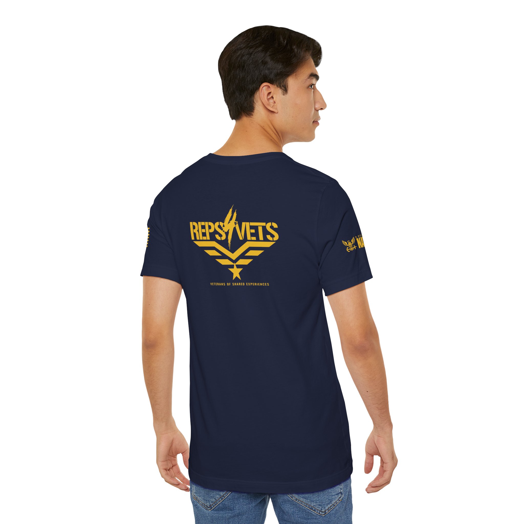 Reps4Vets NAVY Logo Tee | T-Shirt, Veteran Support Emblem, NAVY with Gold Print - Image 3