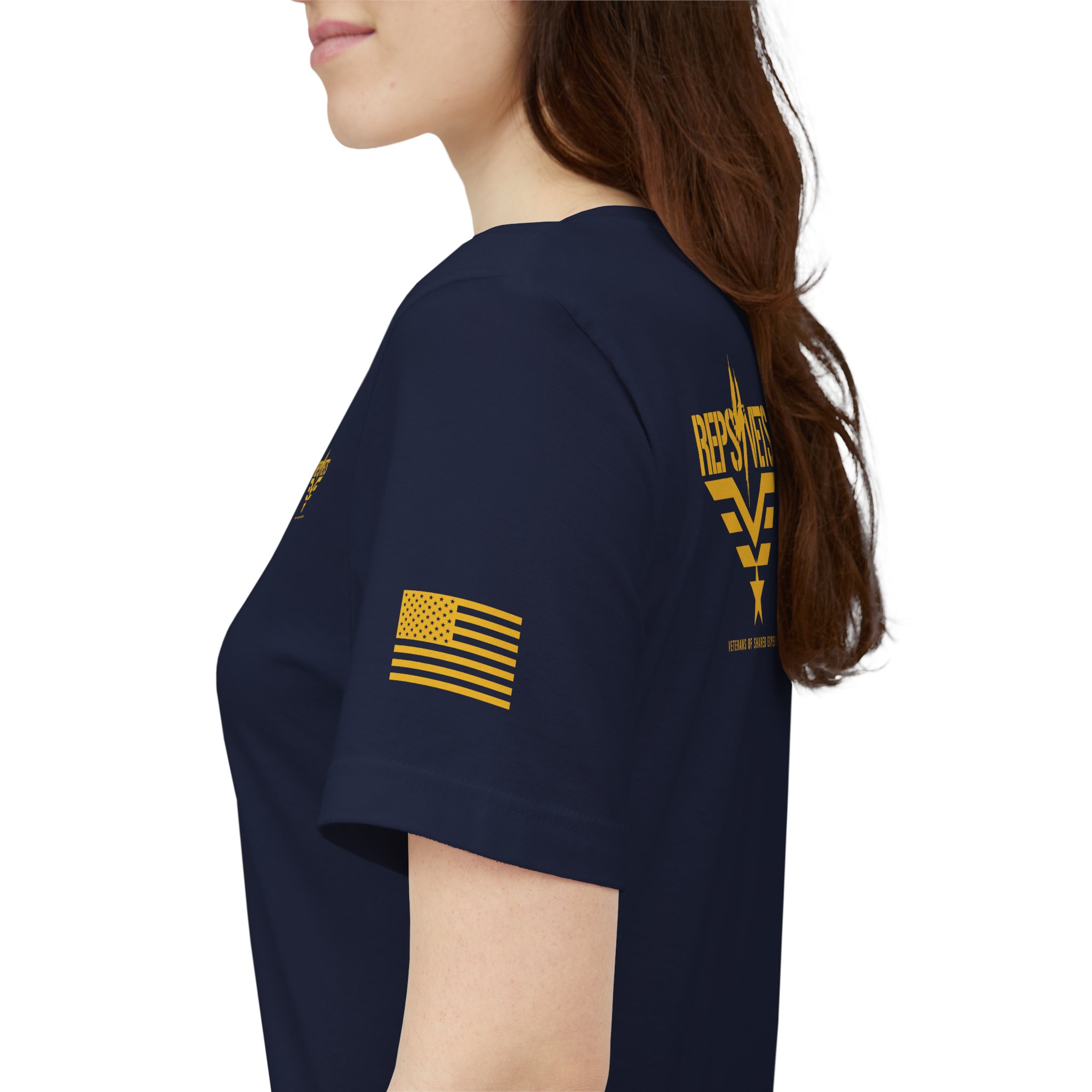 Reps4Vets NAVY Logo Tee | T-Shirt, Veteran Support Emblem, NAVY with Gold Print - Image 5