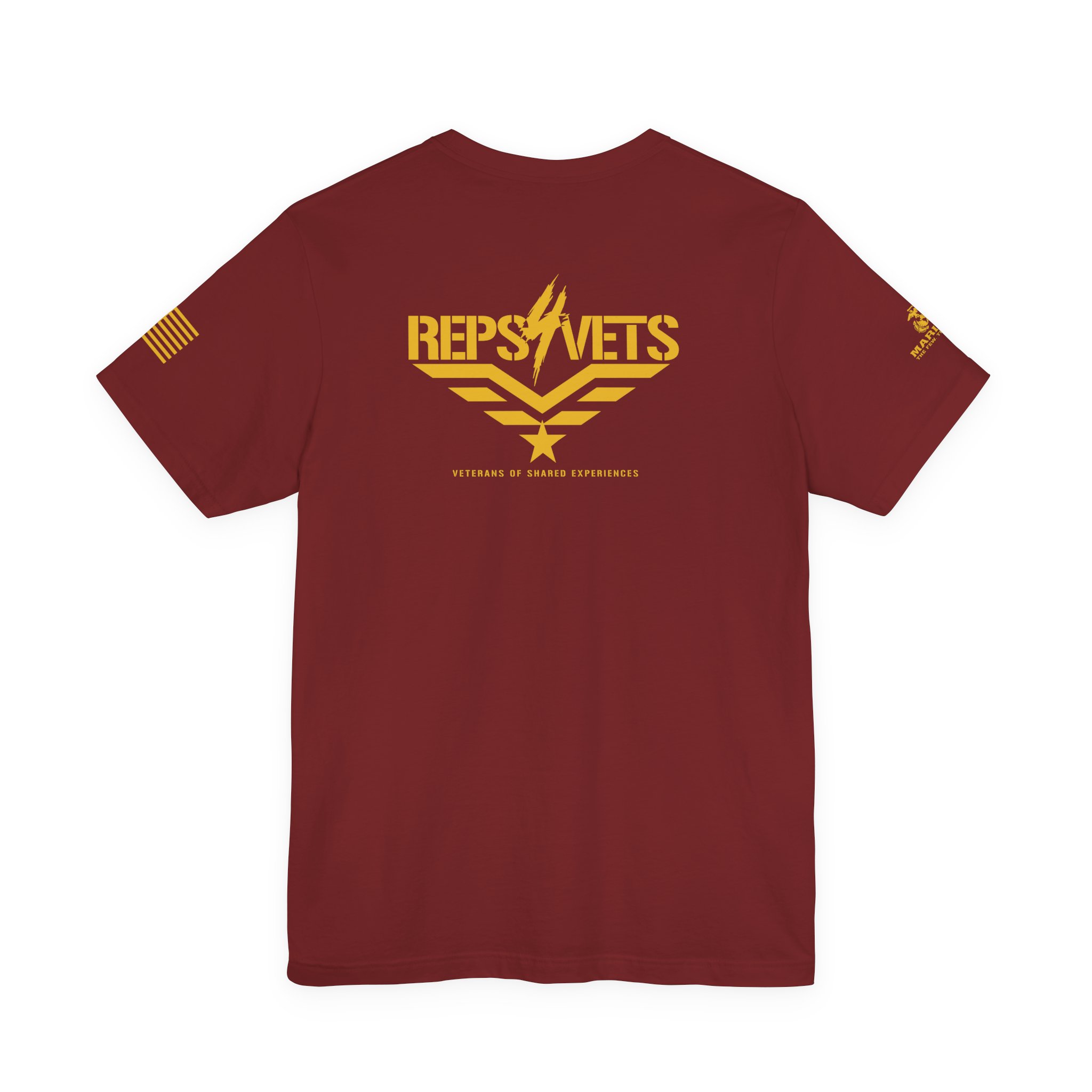 Reps4Vets Logo Tee | T-Shirt, Veteran Support Emblem, Maroon with Gold Print - Image 2