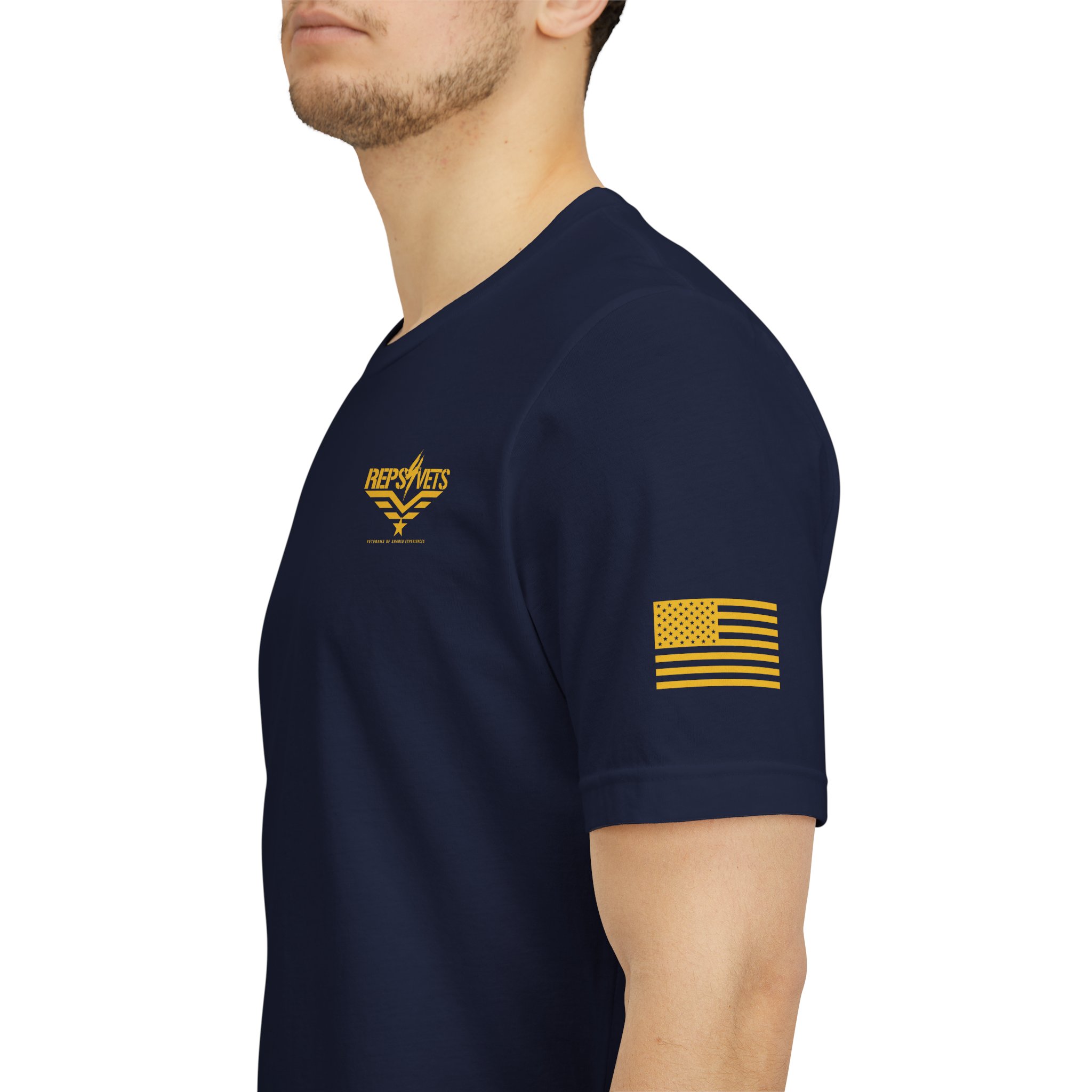 Reps4Vets NAVY Logo Tee | T-Shirt, Veteran Support Emblem, NAVY with Gold Print - Image 4